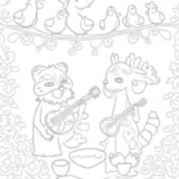 Raccoon and deer at a festival