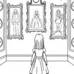 Wednesday Addams in a portrait gallery