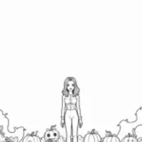 Wednesday Addams in a pumpkin patch
