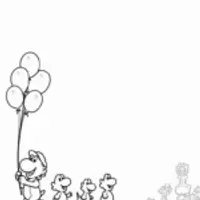 Yoshi leading a balloon parade