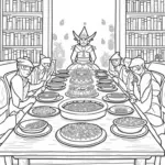Thanksgiving feast in the library