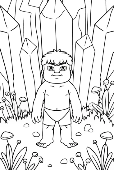 A coloring page of Hulk as a nature guardian