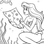 Mermaid studying a sea map