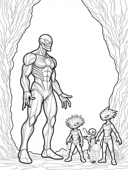 A coloring page of Venom in the crystal caverns