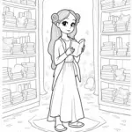 Librarian in a heart-shaped library