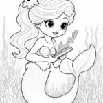 Mermaid studying ocean plants