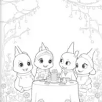 Star characters having a garden party