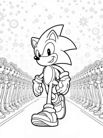 A coloring page of Super Sonic’s fashion show