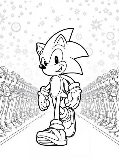 A coloring page of Super Sonic’s fashion show