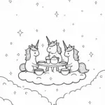 Unicorns having a tea party