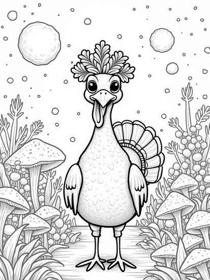 A coloring page of Turkey’s garden party