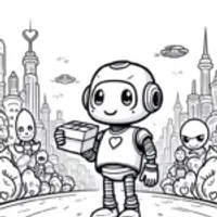 Robot delivering heart-shaped packages