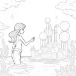Mermaid exploring a bubble city