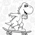 Yoshi skateboarding in space