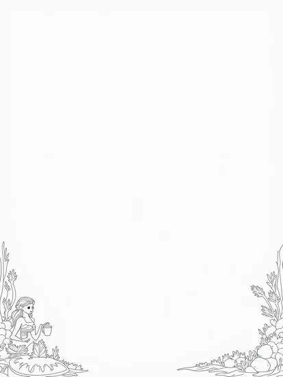 A coloring page of Little mermaid tea party