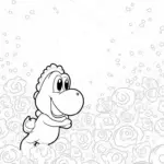 Yoshi in a flower garden