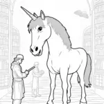 Unicorn in a magical library