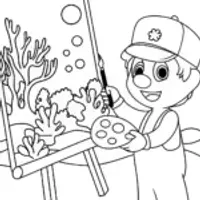 Yoshi painting underwater scene