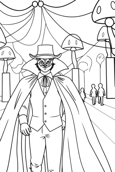 A coloring page of Venom’s underground masquerade