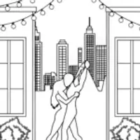 Dancers on a moonlit rooftop