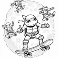 Teenage Mutant Ninja Turtles skateboarding