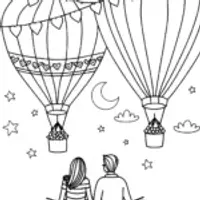 Couples at a hot air balloon festival