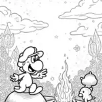 Yoshi storytelling by the campfire