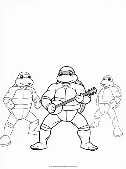 A coloring page of Teenage Mutant Ninja Turtles concert