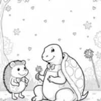 Tortoise and hedgehog in a garden