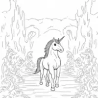 Unicorn in a mystical arena
