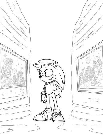 A coloring page of Super Sonic in the art gallery