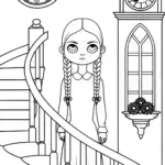Wednesday Addams in the clock tower