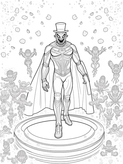 A coloring page of Venom in a cosmic circus