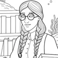 Mermaid librarian organizing books