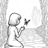 Wednesday Addams in a shadowy garden