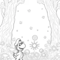 Yoshi in a magical forest