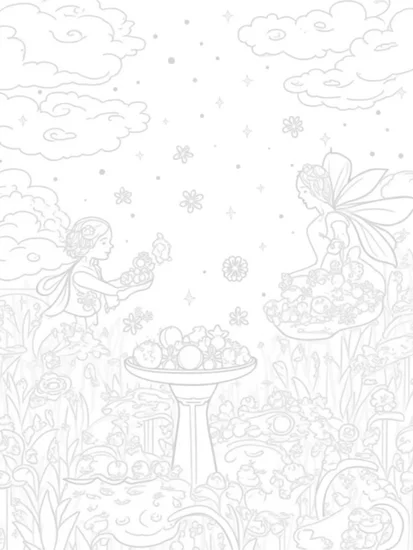 A coloring page of Thanksgiving in the Celestial Garden