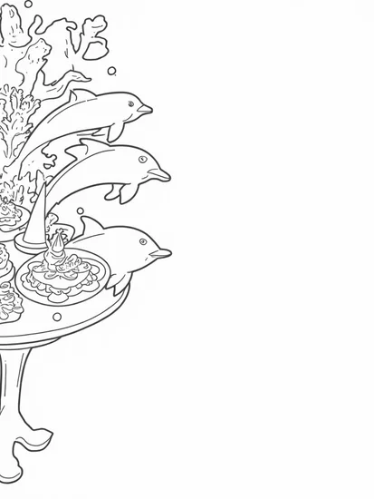 A coloring page of Dolphins celebrating Thanksgiving
