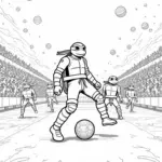 TMNT playing soccer in space