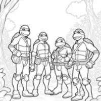 Teenage Mutant Ninja Turtles in a forest