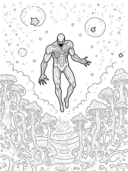 A coloring page of Venom’s dreamscape adventure