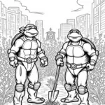 Turtles planting in the park