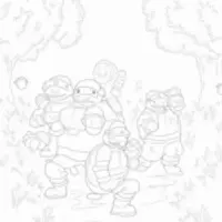Teenage Mutant Ninja Turtles in an orchard