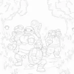 Teenage Mutant Ninja Turtles in an orchard