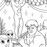 Hulk at the Intergalactic Art Fair Coloring Page