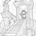 Yoshi climbing a clock tower