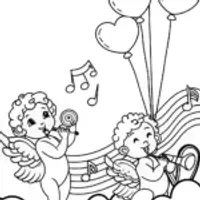 Cherubs playing candy instruments