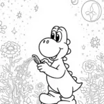 Yoshi watering magical flowers