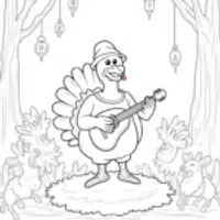 Turkey playing music in the forest