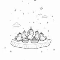 Unicorns having a celestial picnic